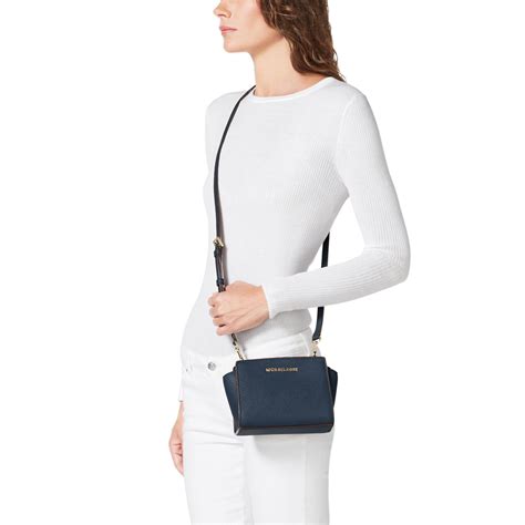 michael kors selma bag blue and white|michael kors selma crossbody.